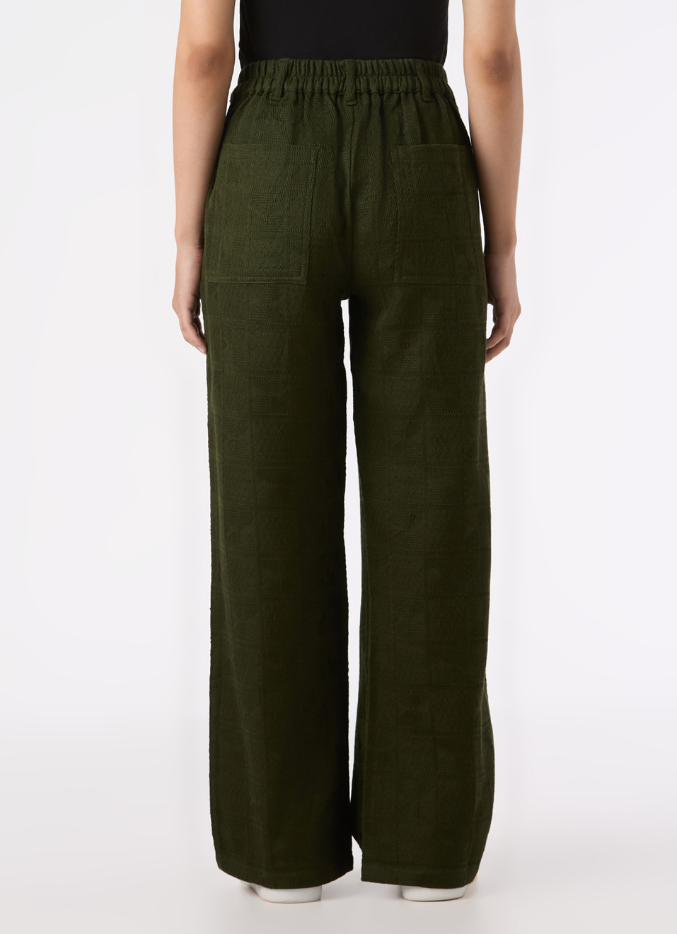 Women Green Mid Rise Wide Leg Textured Pant, , large image number 2