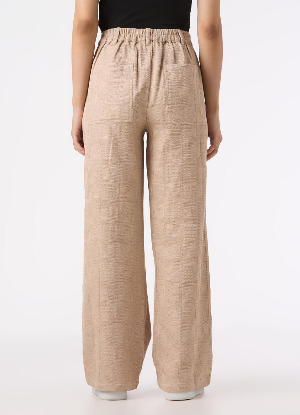Women Beige Mid Rise Wide Leg Textured Pant, , large image number 2