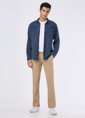 Men Khaki Mid Rise Straight Fit Chinos