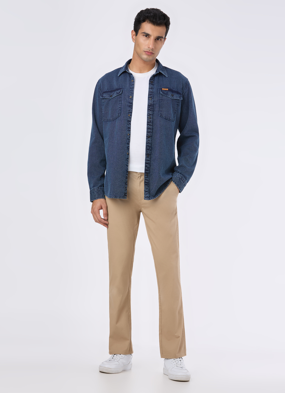 Men Khaki Mid Rise Straight Fit Chinos, , large image number 0