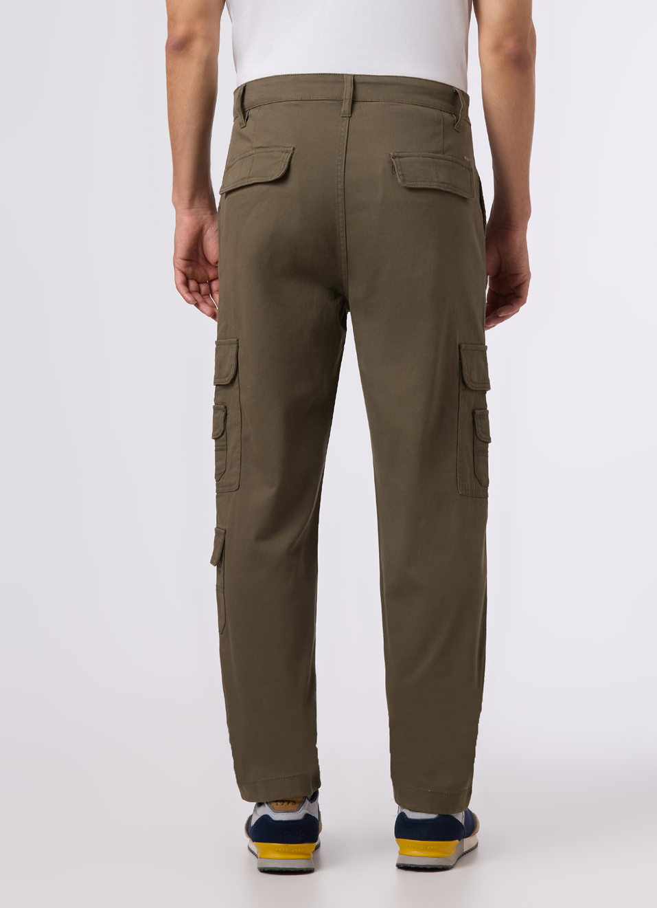 Men Olive Green Multi Pocket Utility Design Cargo Pants, , large image number 2