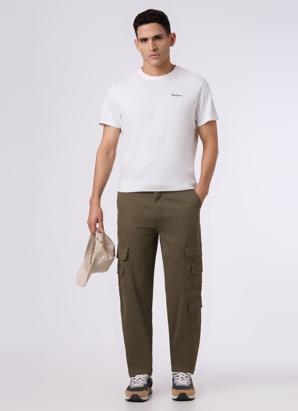 Men Olive Green Multi Pocket Utility Design Cargo Pants, , large image number 0