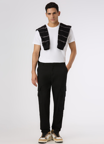 Men Black Multi Pocket Utility Design Cargo Pants