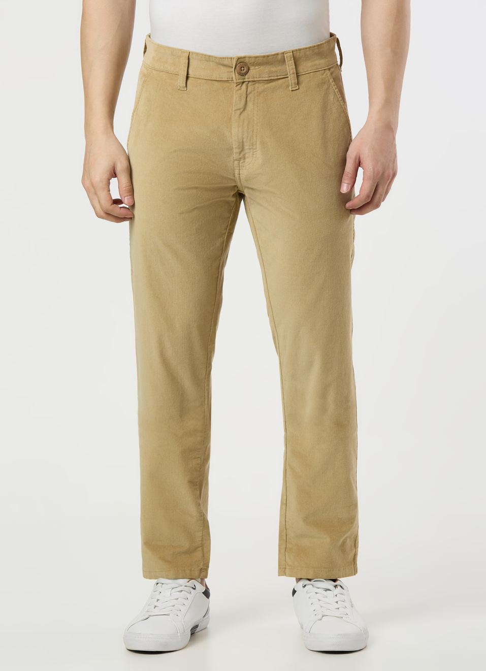 Men Beige Mid Rise Straight Fit Chinos, , large image number 1