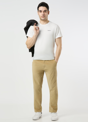 Men Beige Mid Rise Straight Fit Chinos