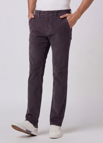 Men Grey Mid Rise Straight Fit Chinos