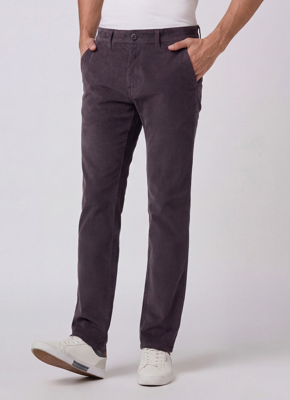 Men Grey Mid Rise Straight Fit Chinos, , large image number 0