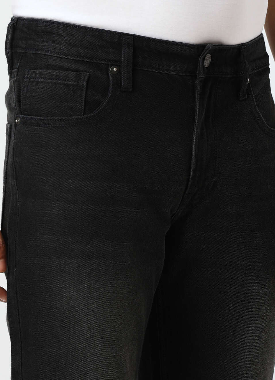 Men Black Mid Rise Straight Fit Jeans, , large image number 4