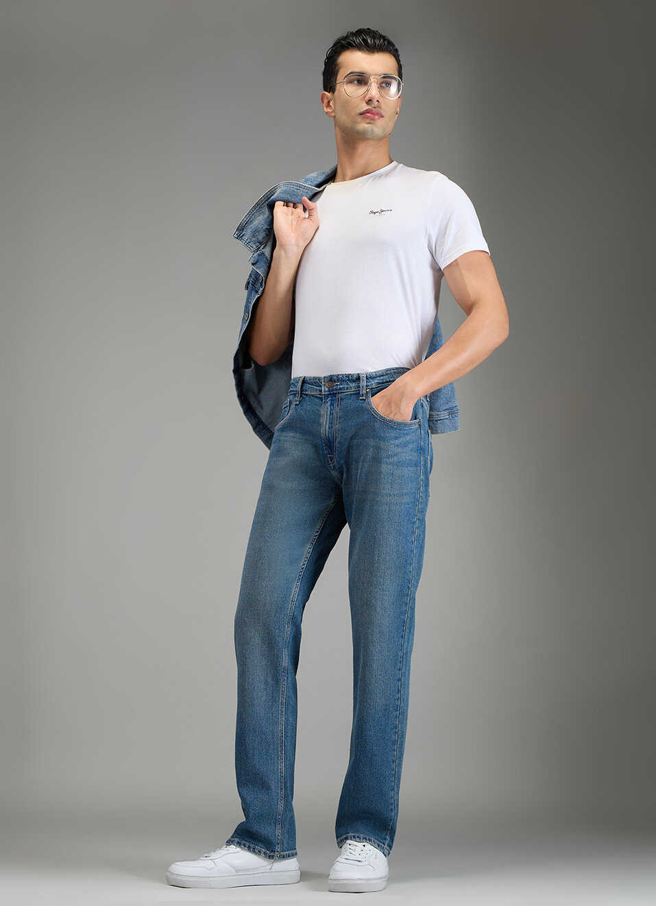 Men Blue Mid Rise Straight Fit Jeans, , large image number 1