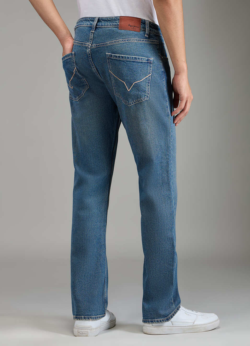 Men Blue Mid Rise Straight Fit Jeans, , large image number 3