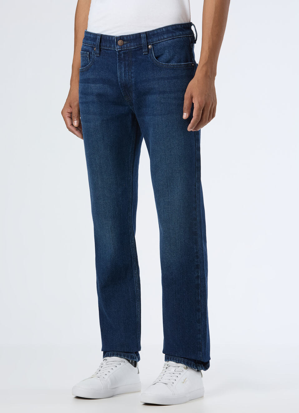 Men Blue Mid Rise Straight Fit Stretchable Jeans, , large image number 3