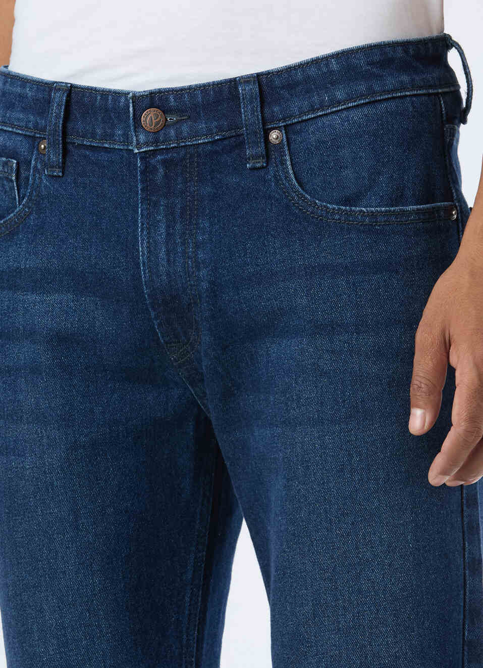 Men Blue Mid Rise Straight Fit Stretchable Jeans, , large image number 4