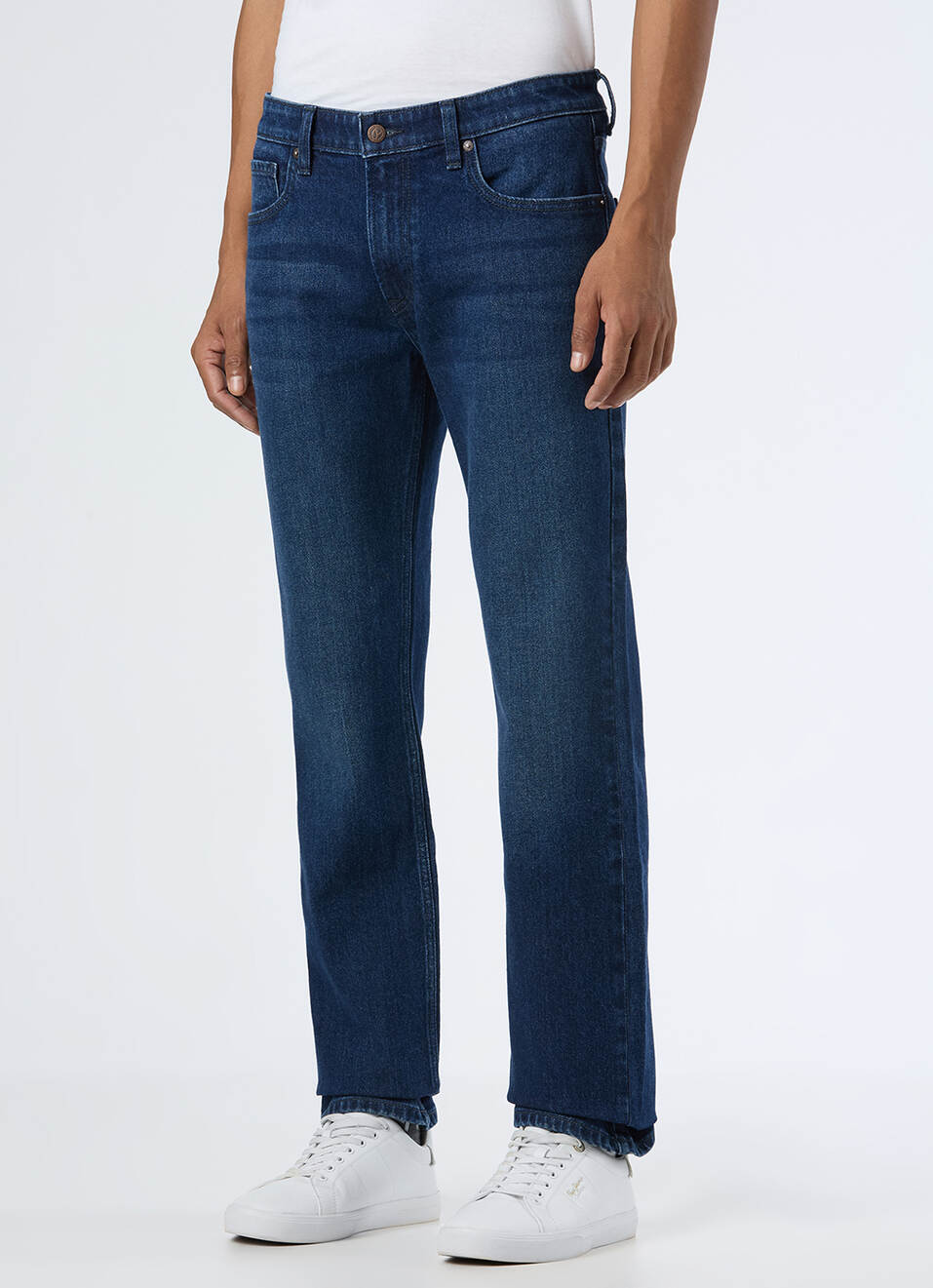 Men Blue Mid Rise Straight Fit Stretchable Jeans, , large image number 6