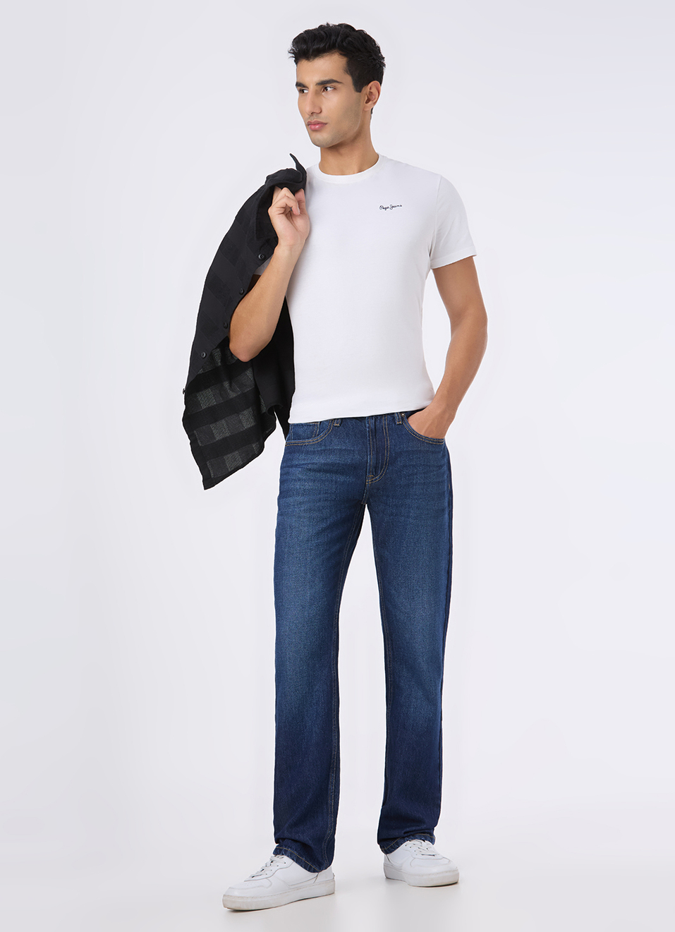 Men Blue Mid Rise Straight Fit Jeans, , large image number 1