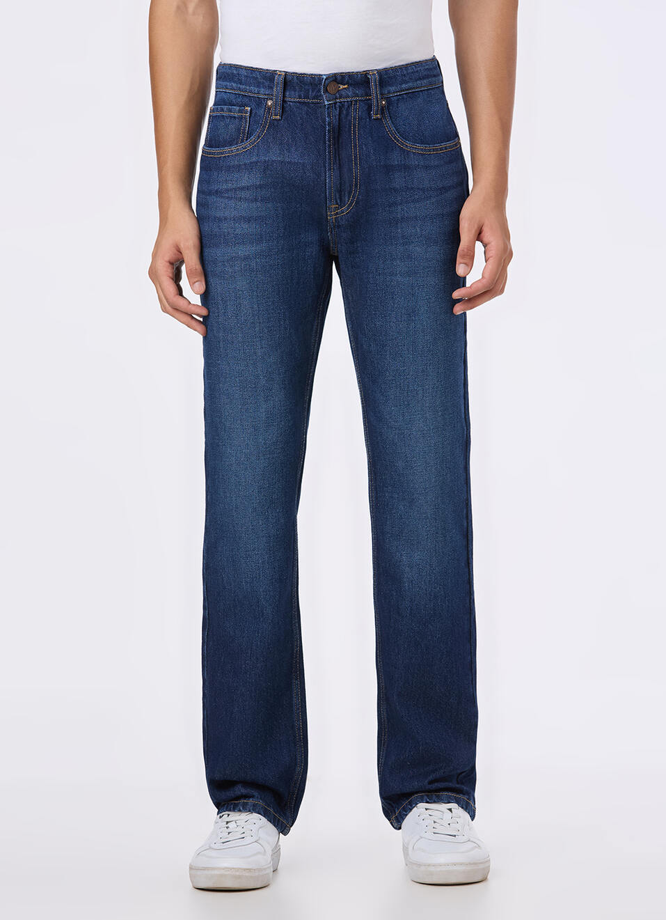 Men Blue Mid Rise Straight Fit Jeans, , large image number 2