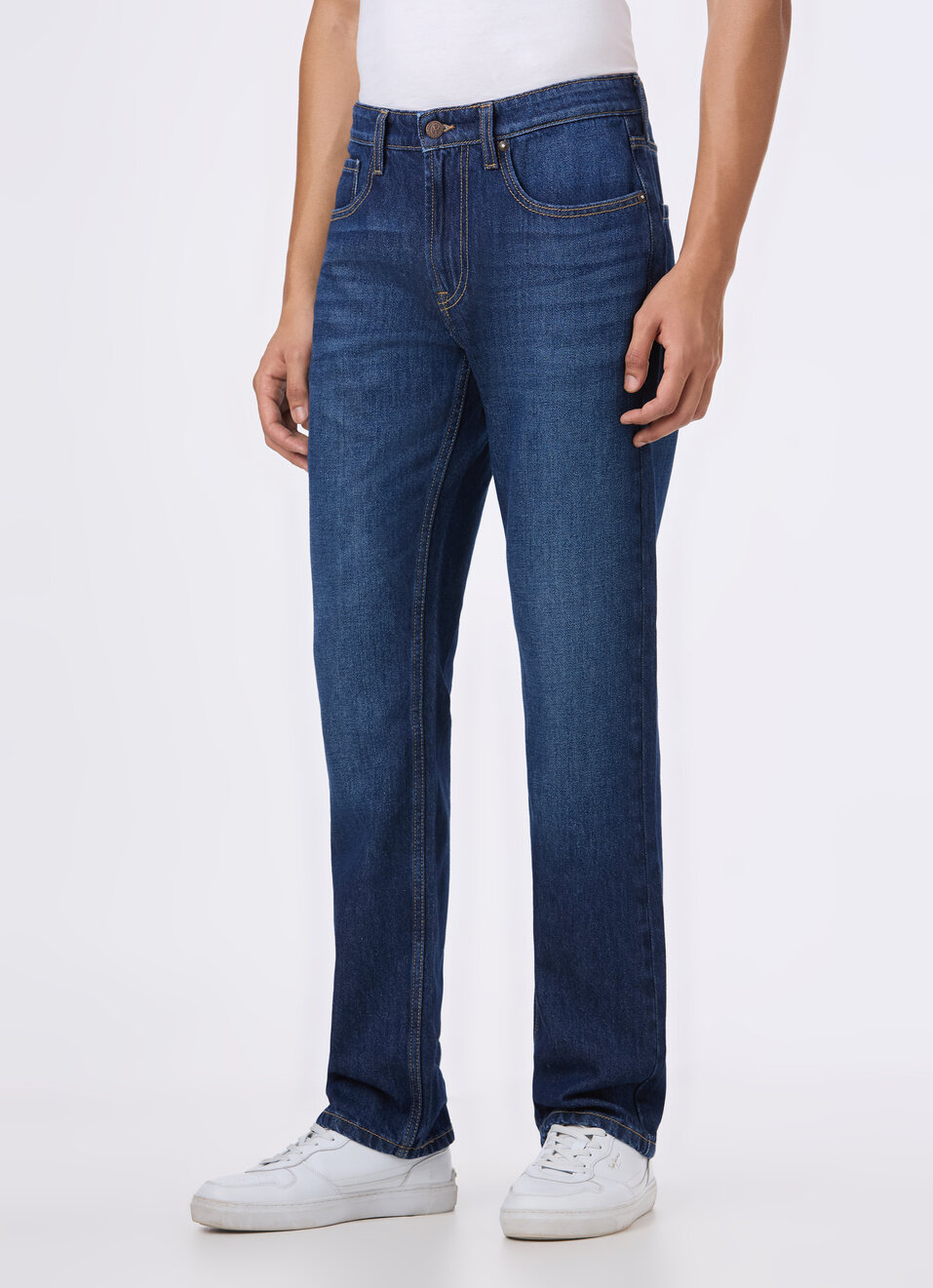 Men Blue Mid Rise Straight Fit Jeans, , large image number 3