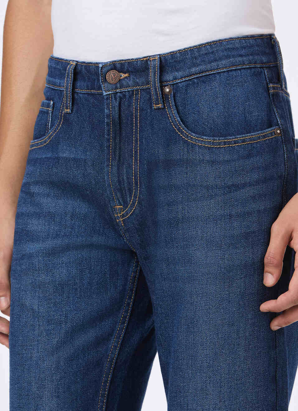 Men Blue Mid Rise Straight Fit Jeans, , large image number 4