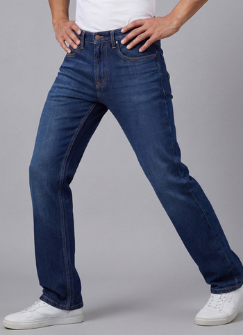 Men Blue Mid Rise Straight Fit Jeans