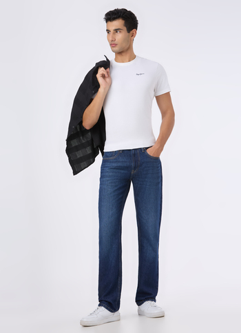 Men Blue Mid Rise Straight Fit Jeans