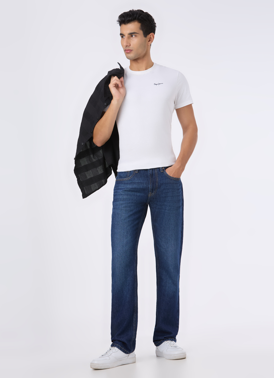 Men Blue Mid Rise Straight Fit Jeans, , large image number 0