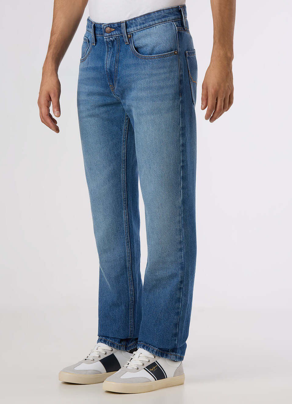 Men Light Blue Mid Rise Straight Fit Jeans, , large image number 6