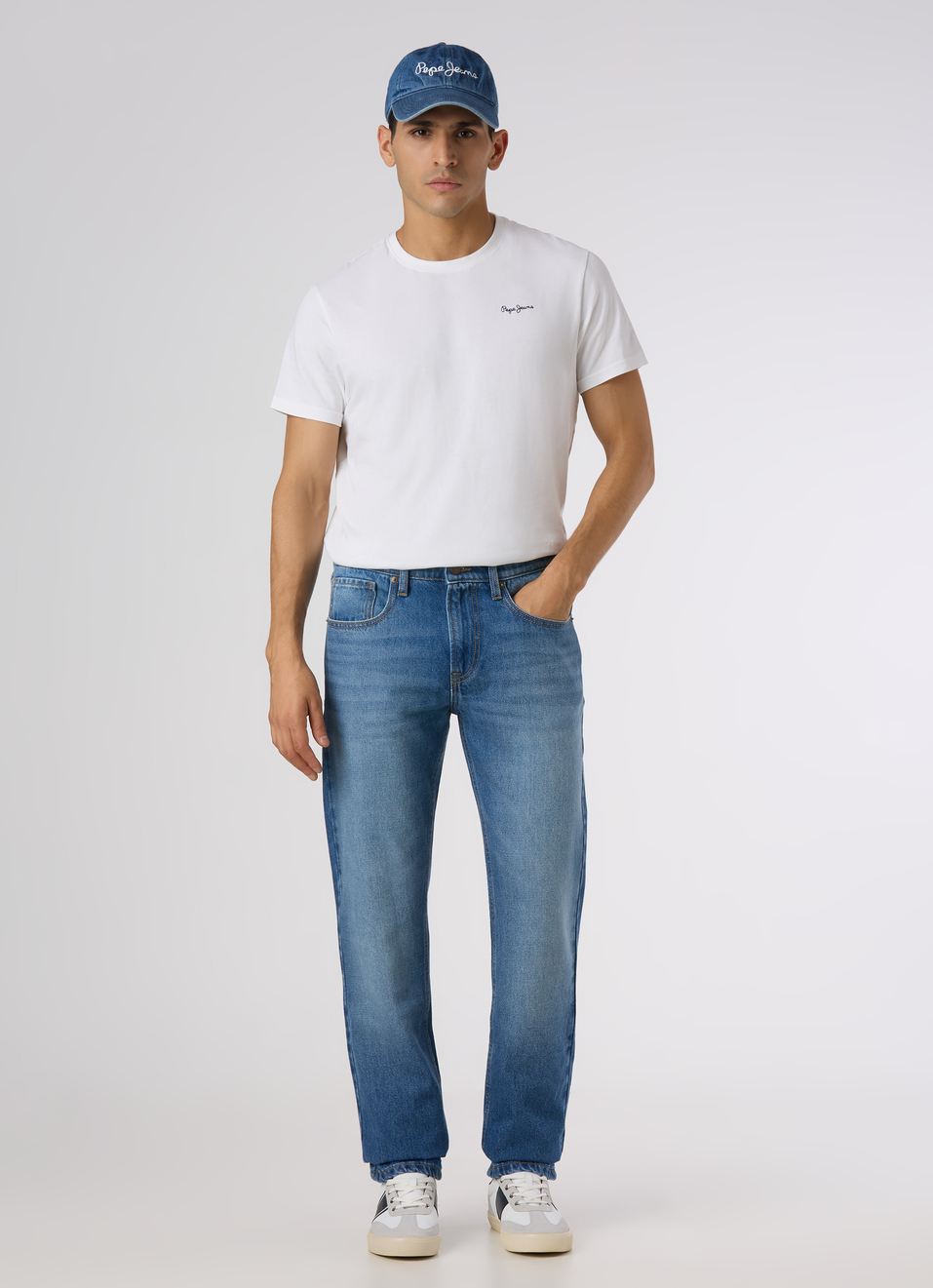 Men Light Blue Mid Rise Straight Fit Jeans, , large image number 0