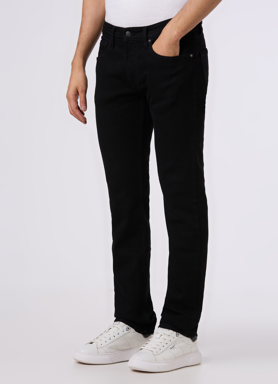 Men Black Mid Rise Slim Fit Stretchable Jeans, , large image number 3