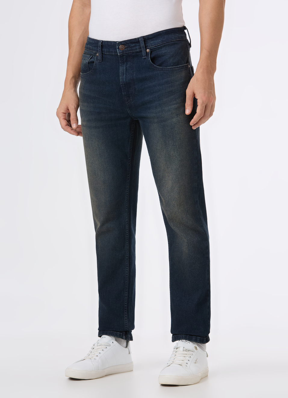 Men Blue Mid Rise Straight Fit Stretchable Jeans, , large image number 3