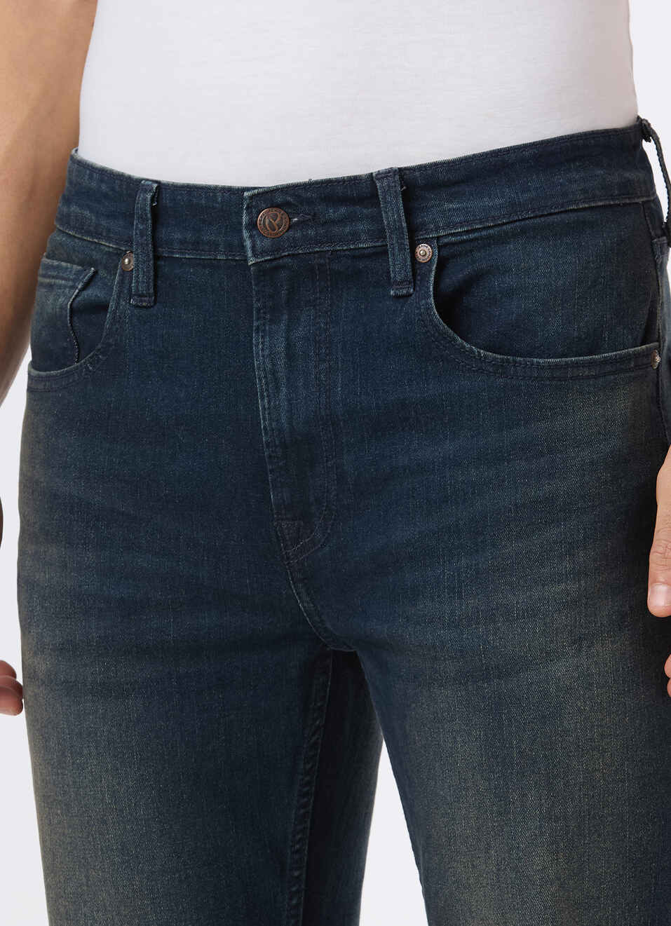 Men Blue Mid Rise Straight Fit Stretchable Jeans, , large image number 4