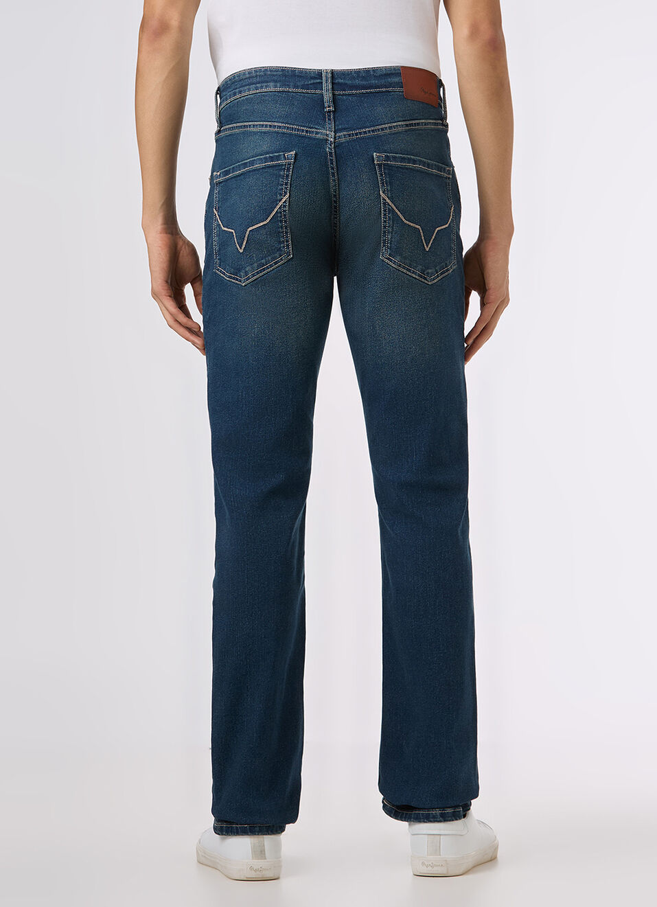 Men Blue Mid Rise Straight Fit Stretchable Jeans, , large image number 4