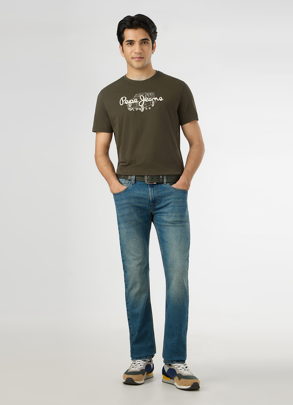 Men Blue Mid Rise Slim Fit Stretchable Jeans, , large image number 1