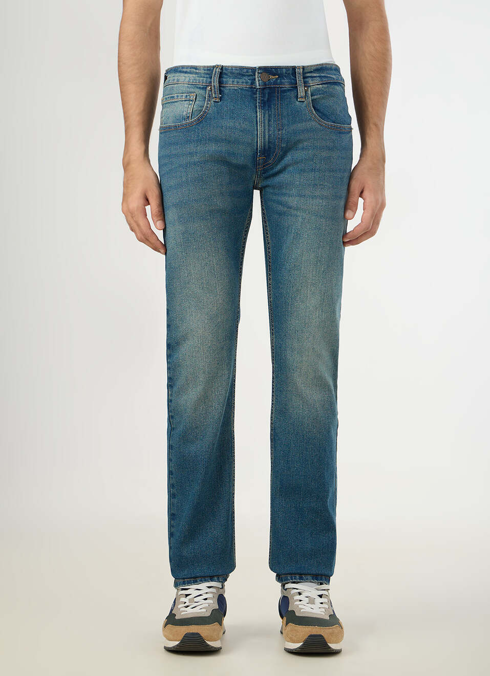 Men Blue Mid Rise Slim Fit Stretchable Jeans, , large image number 2