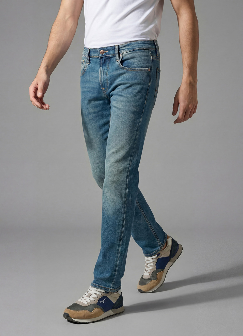 Men Blue Mid Rise Slim Fit Stretchable Jeans, , large image number 0