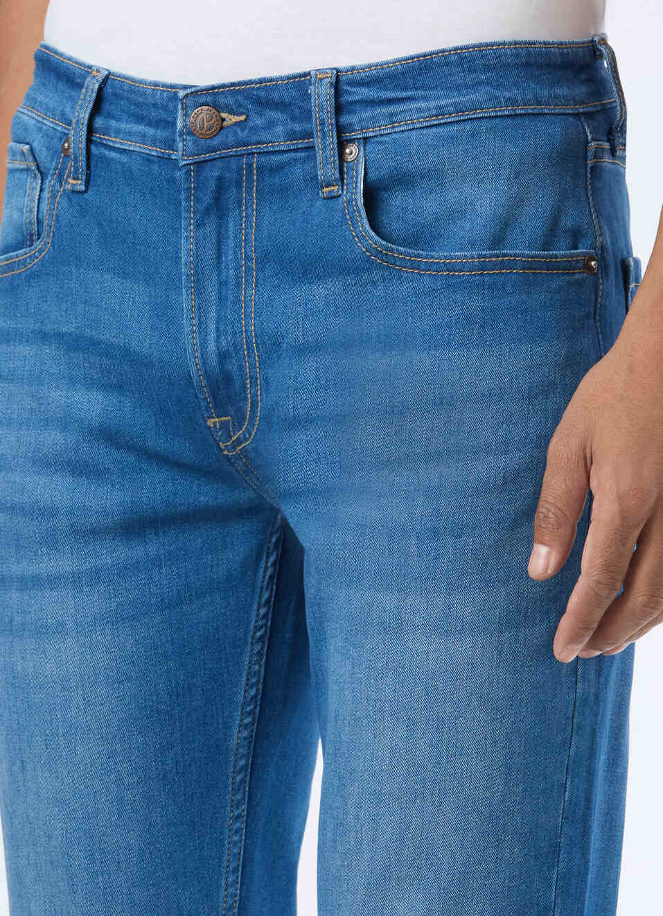 Men Blue Mid Rise Straight Fit Stretchable Jeans, , large image number 4