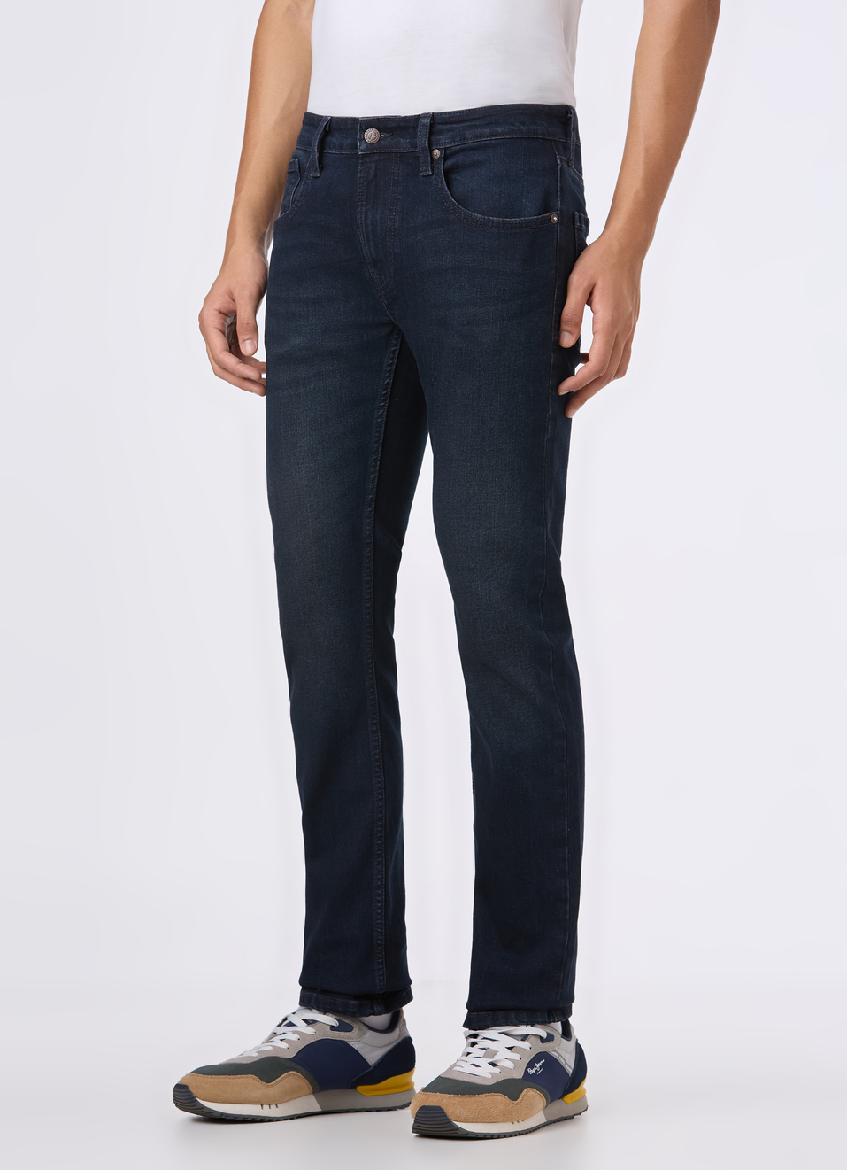 Men Dark Blue Mid Rise Slim Fit Stretchable Jeans, , large image number 3