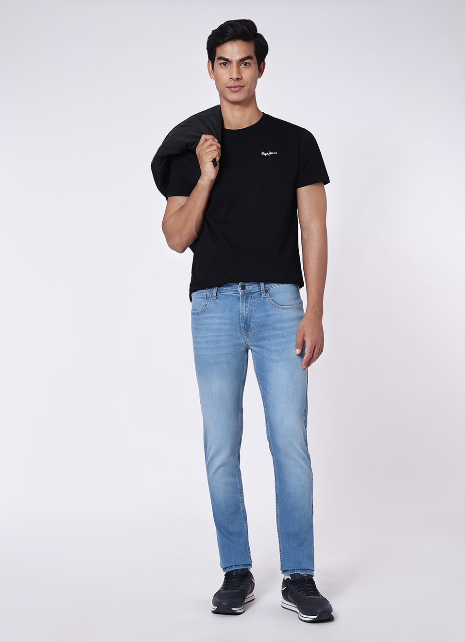 Men Light Blue Mid Rise Slim Fit Stretchable Jeans, , large image number 1