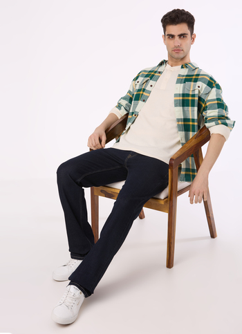 Men Dark Blue Mid Rise Straight Fit Stretchable Jeans