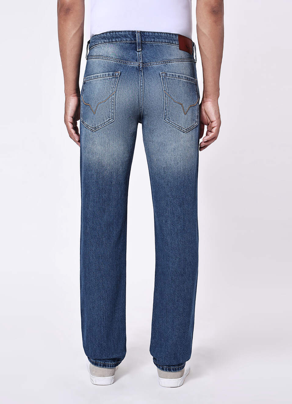 Men Blue Mid Rise Stretchable Straight Leg Jeans, , large image number 3