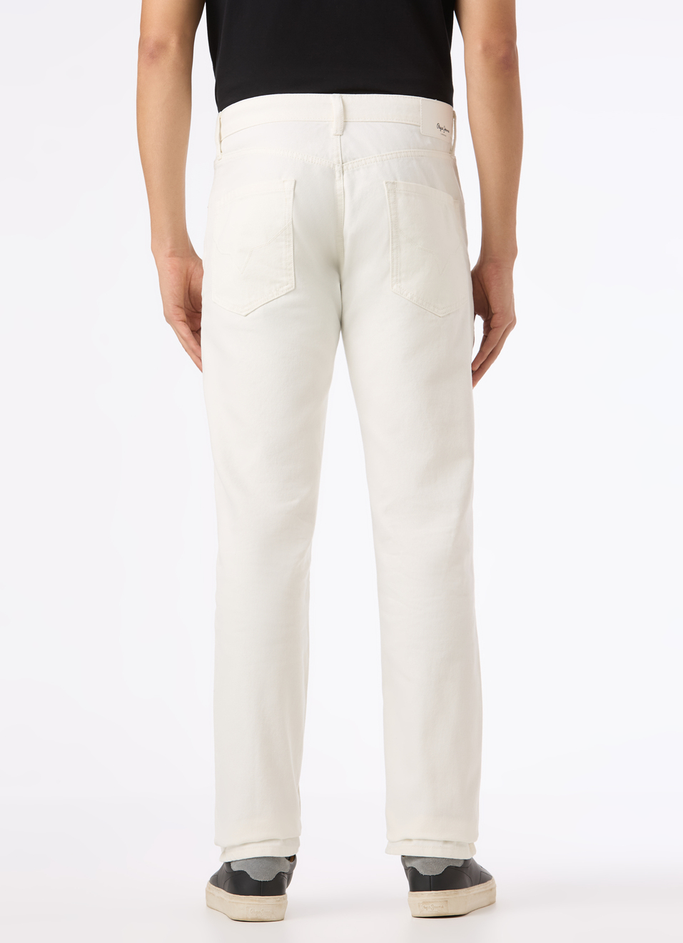 Men Ecru Mid Rise Straight Fit Stretchable Jeans, , large image number 2