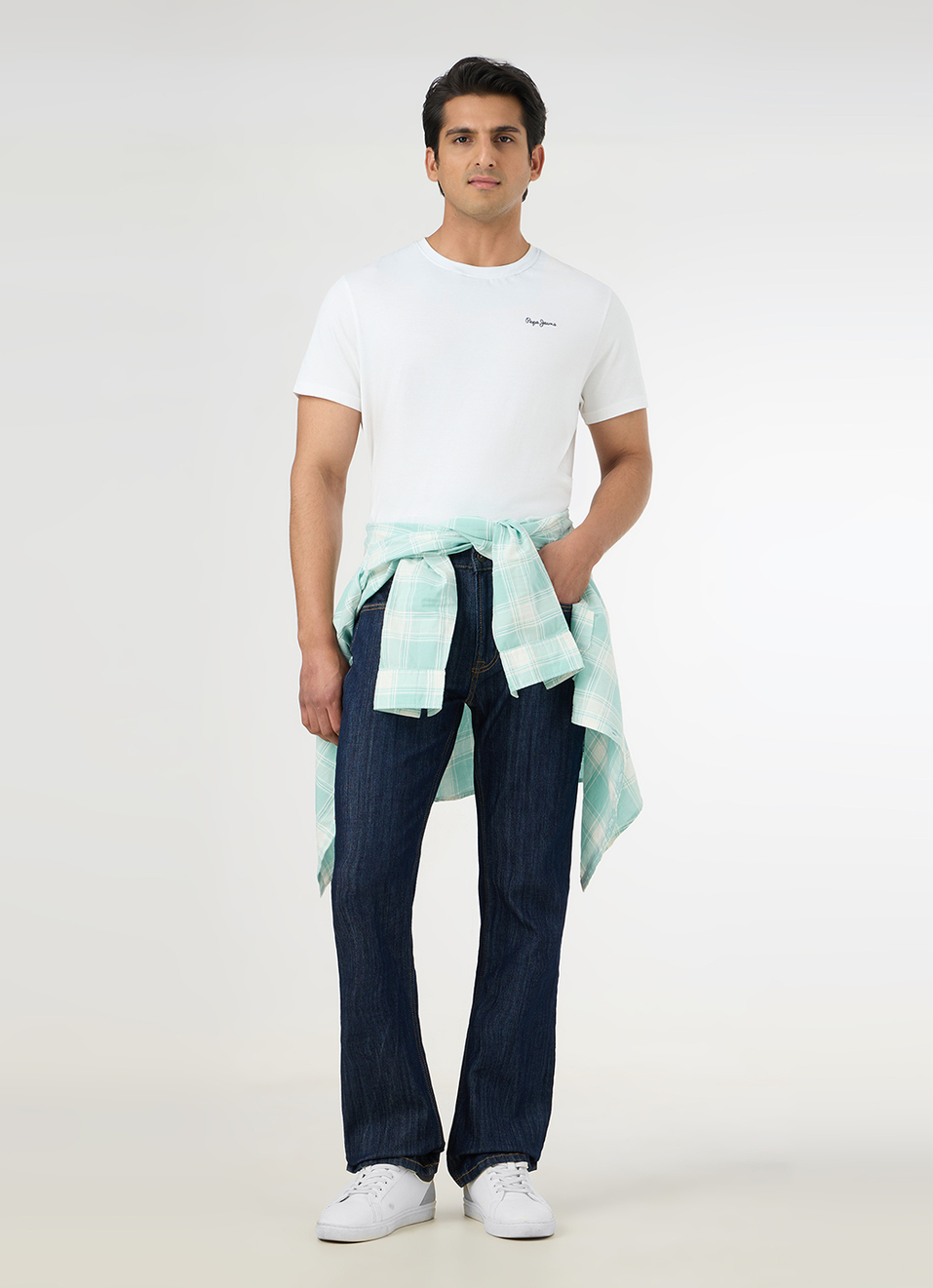 Men Raw Wash Mid Rise Bootcut Premium Jeans, , large image number 1
