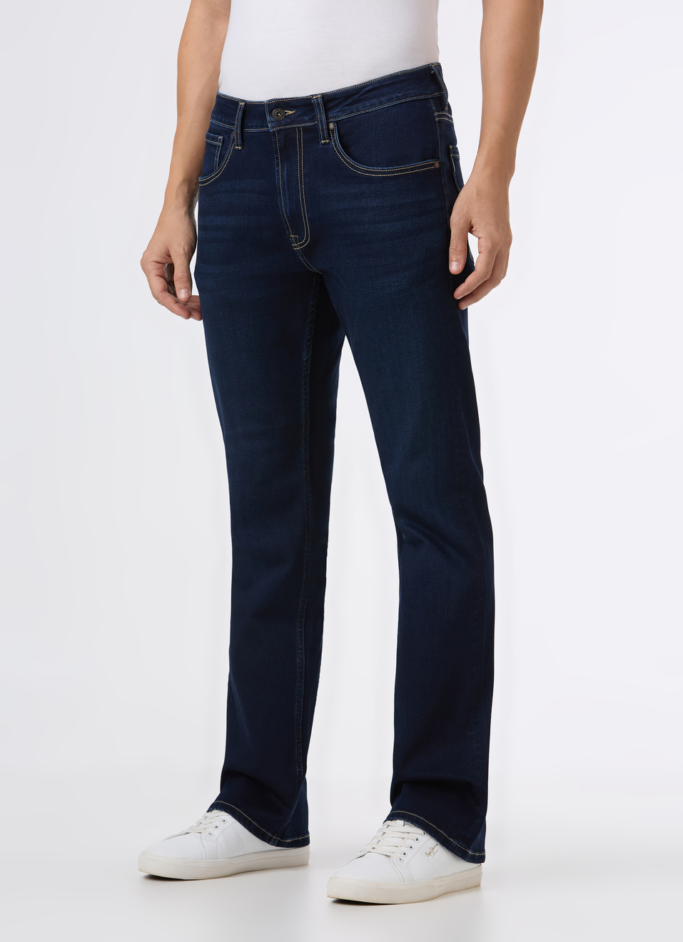 Men Blue Mid Rise Bootcut Stretchable Jeans, , large image number 3