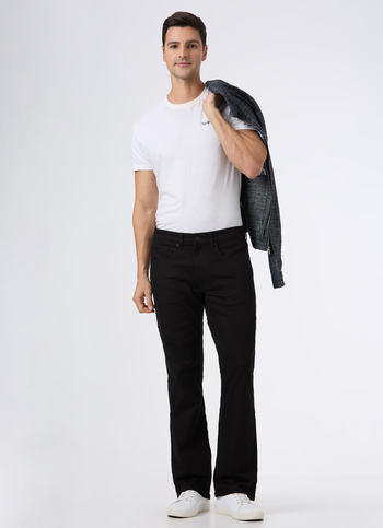 Men Black Mid Rise Bootcut Stretchable Jeans