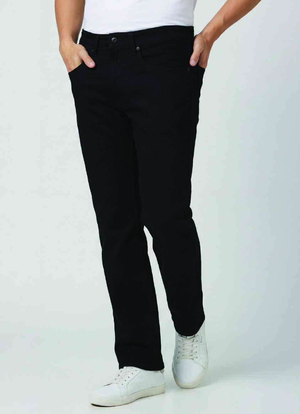 Men Black Mid Rise Bootcut Stretchable Jeans, , large image number 0