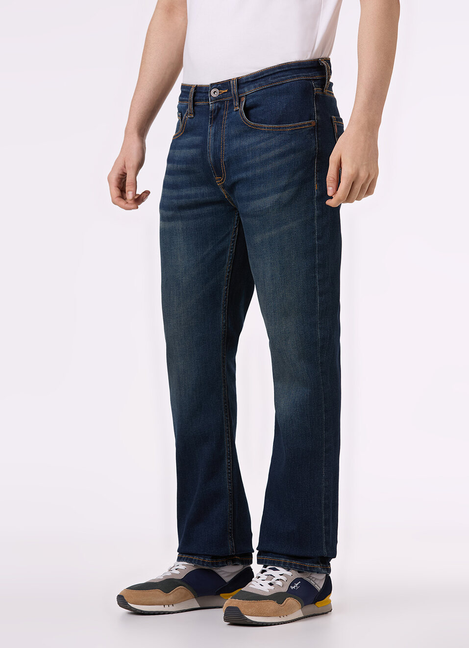 Men Blue Mid Rise Bootcut Stretchable Jeans, , large image number 6