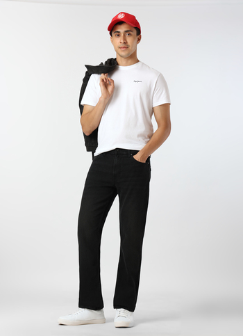 Men Black Mid Rise Straight Fit Stretchable Jeans