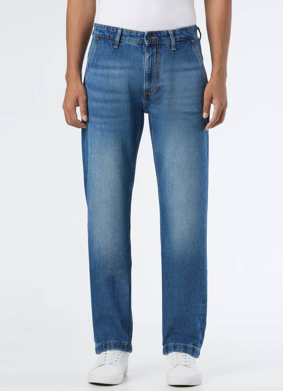 Men Blue Mid Rise Straight Fit Jeans, , large image number 1