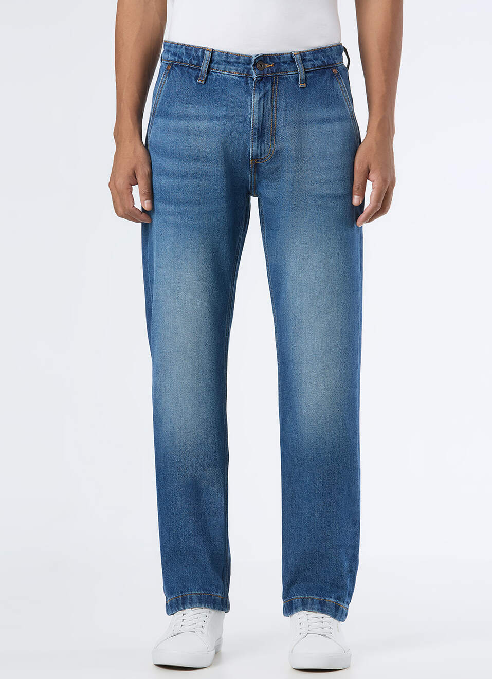 Men Blue Mid Rise Straight Fit Jeans, , large image number 5