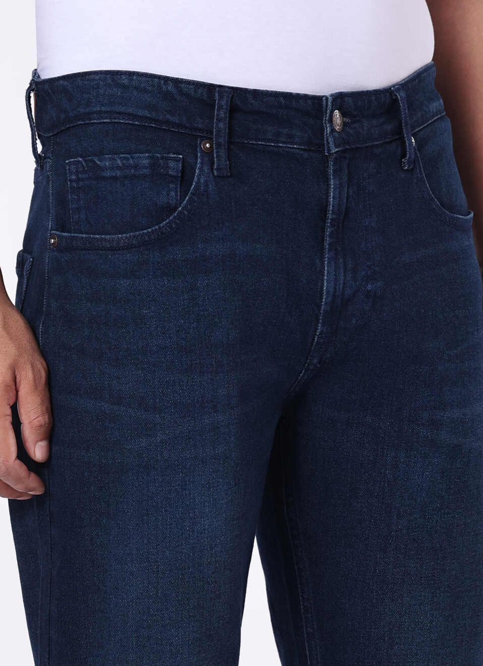 Men Blue Mid Rise Straight Fit Jeans, , large image number 4