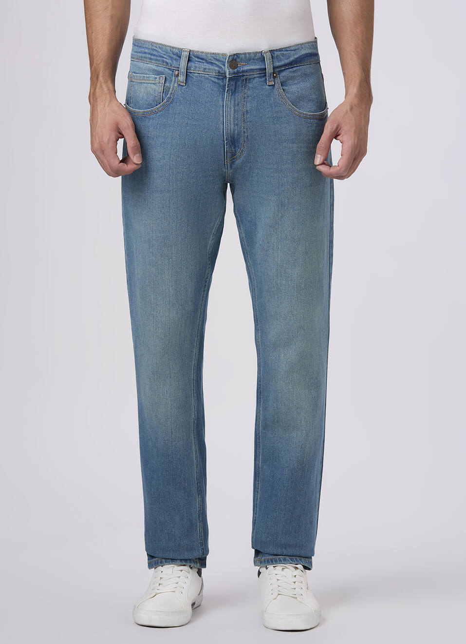 Men Blue Mid Rise Straight Fit Jeans, , large image number 2