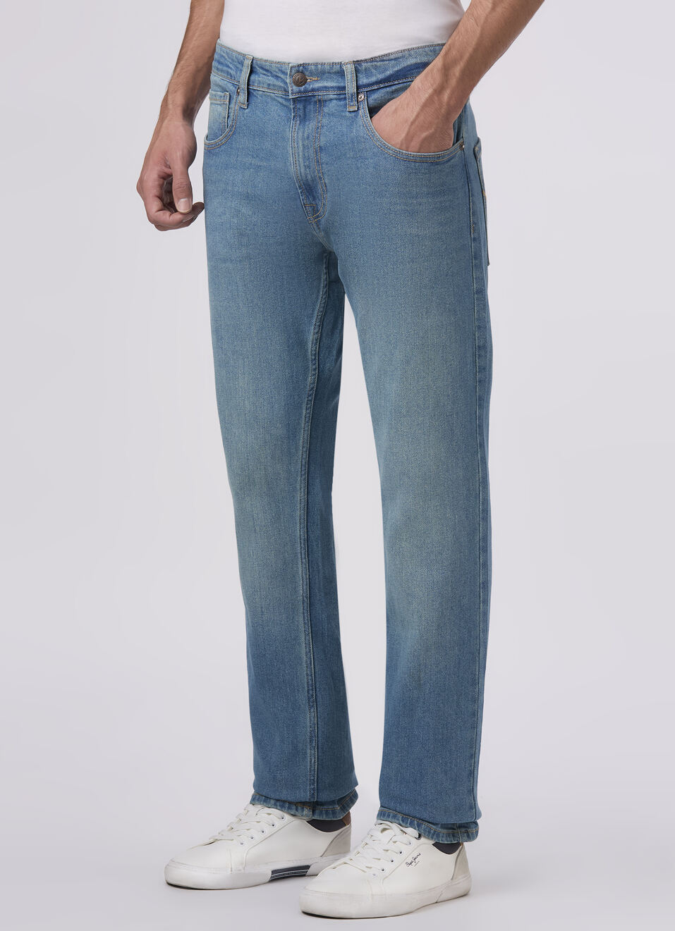 Men Blue Mid Rise Straight Fit Jeans, , large image number 3